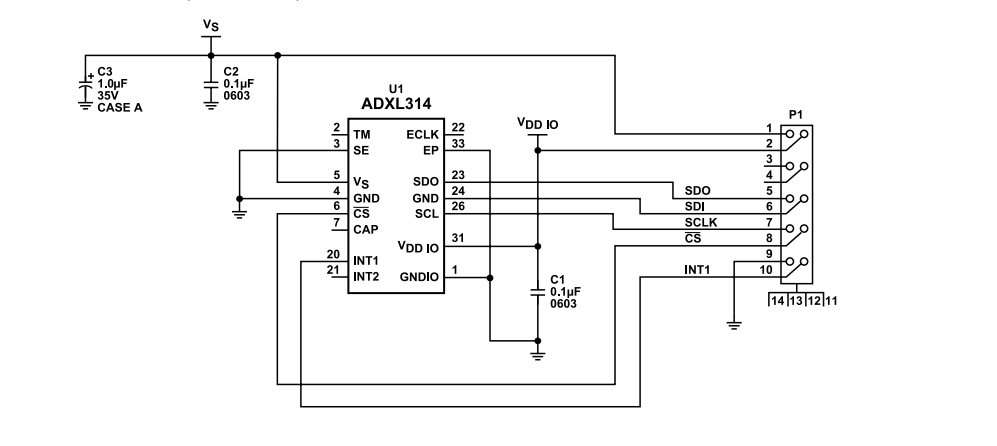 Schematic - Analog Devices Inc. EVAL-ADXL314Z Evaluation Board
